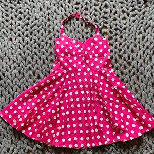 Modcloth Ixia Pink Polka Dot Cupcake Dress